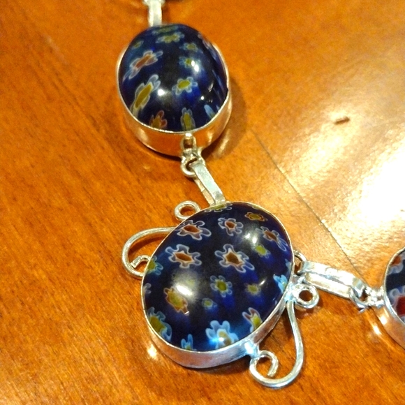 Spring and summer Millefiori (not Murano) silver necklace 18"… - Picture 14 of 17